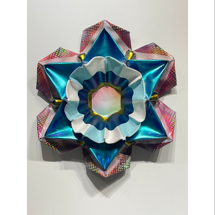 Pascal van der Graaf, Blossom (blue), 37.5x34.5x22.5 cm, 2025, Enamel and cyanoacrylate on canvas_square
