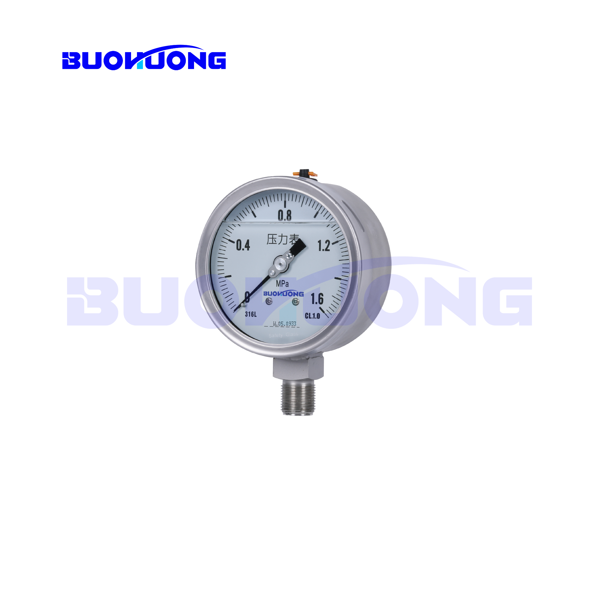 All stainless steel shock-resistant pressure gauge