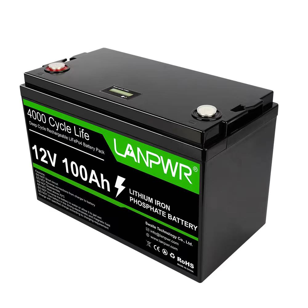 LANPWR 12V 100Ah LiFePO4 Lithium Battery Pack Backup Power, 1280Wh Energy, 4000+ Deep Cycles, Built-in 100A BMS, 24.25lb light weight, Support in Series/Parallel, Perfect for Replacing Most