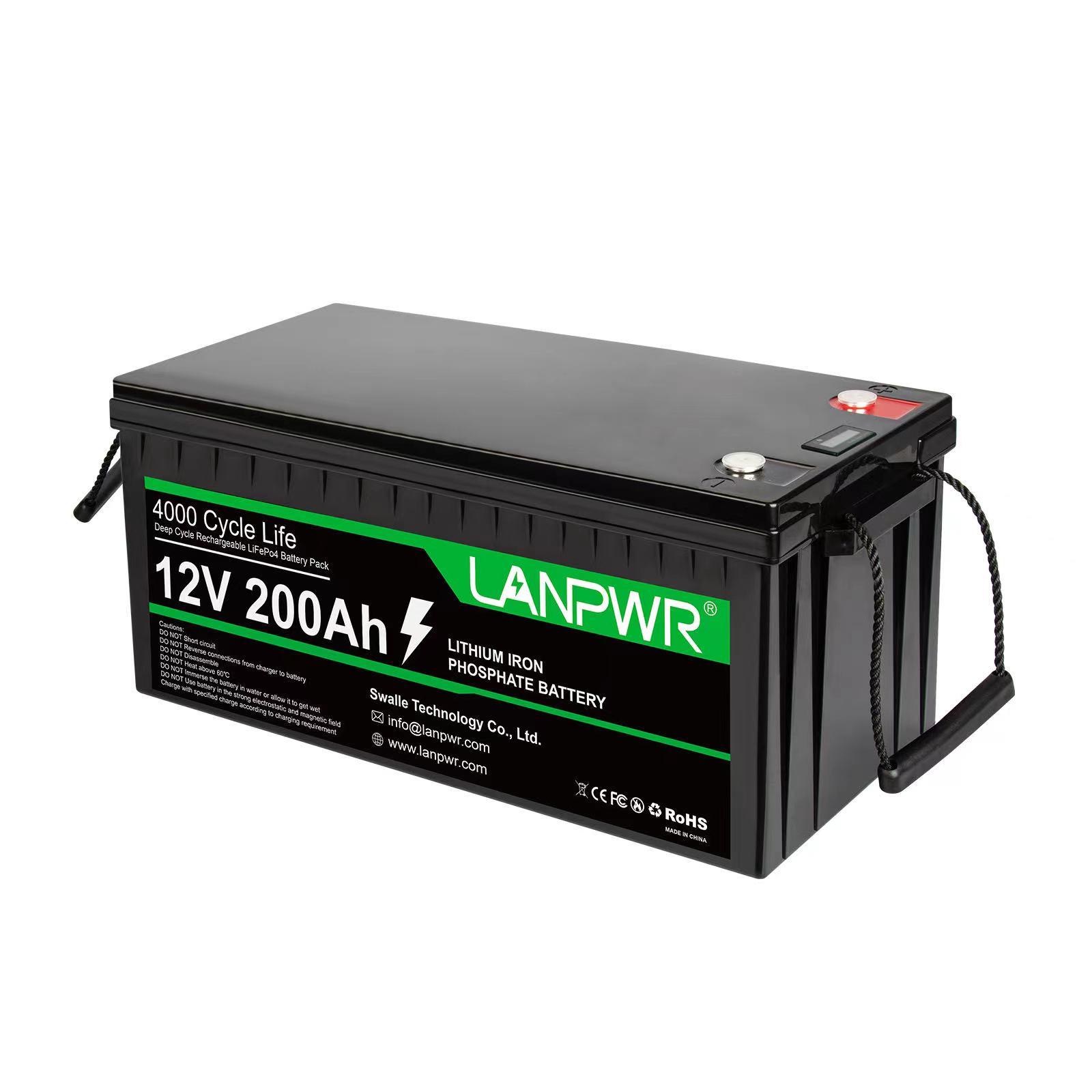 LANPWR 12V 200Ah LiFePO4 Lithium Battery Pack Backup Power, 2560Wh Energy, 4000+ Deep Cycles, Built-in 100A BMS, 46.29lb light weight, Support in Series/Parallel, Perfect for Replacing Most