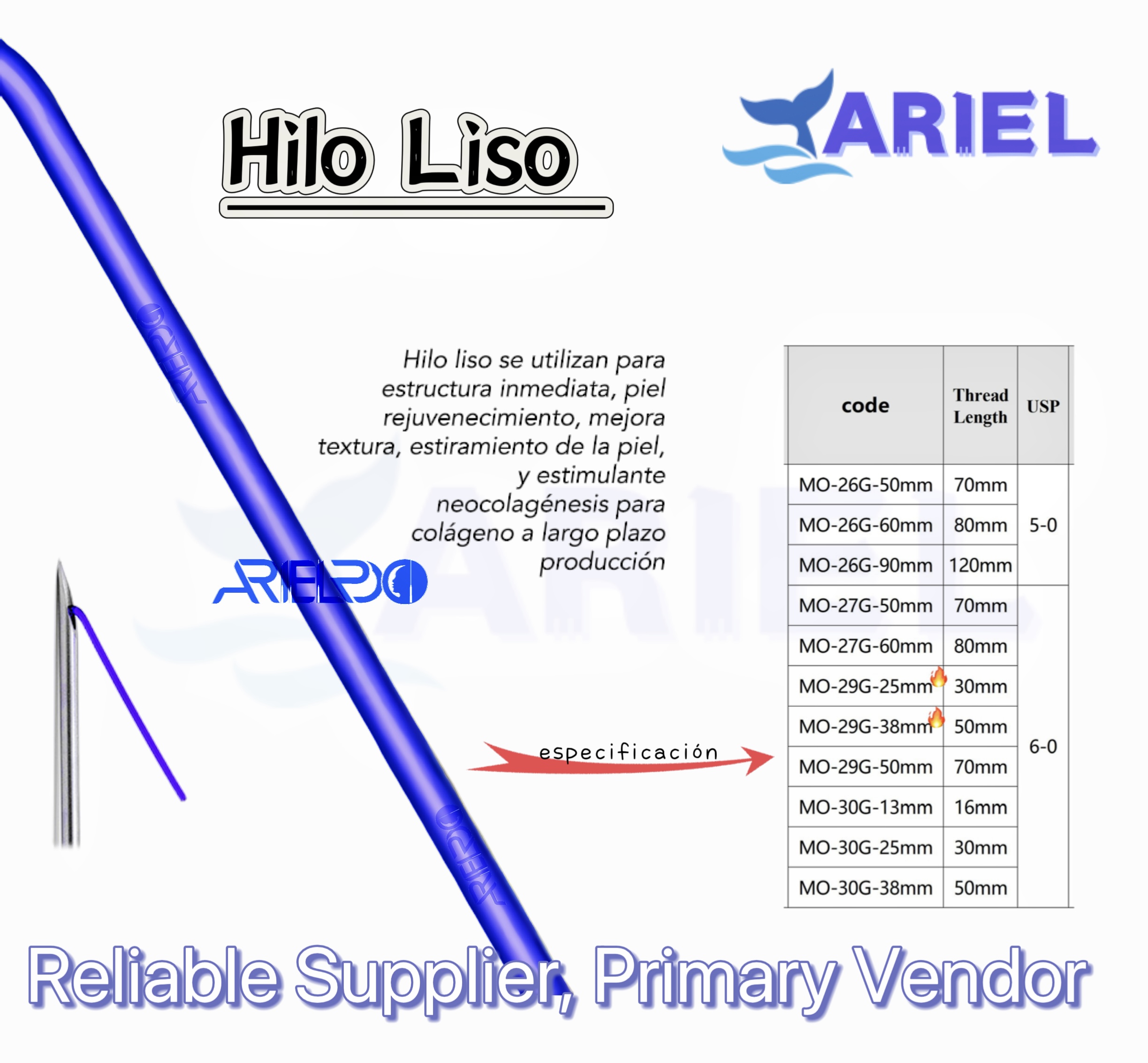 Hilo Liso ((Aguja Afilada)