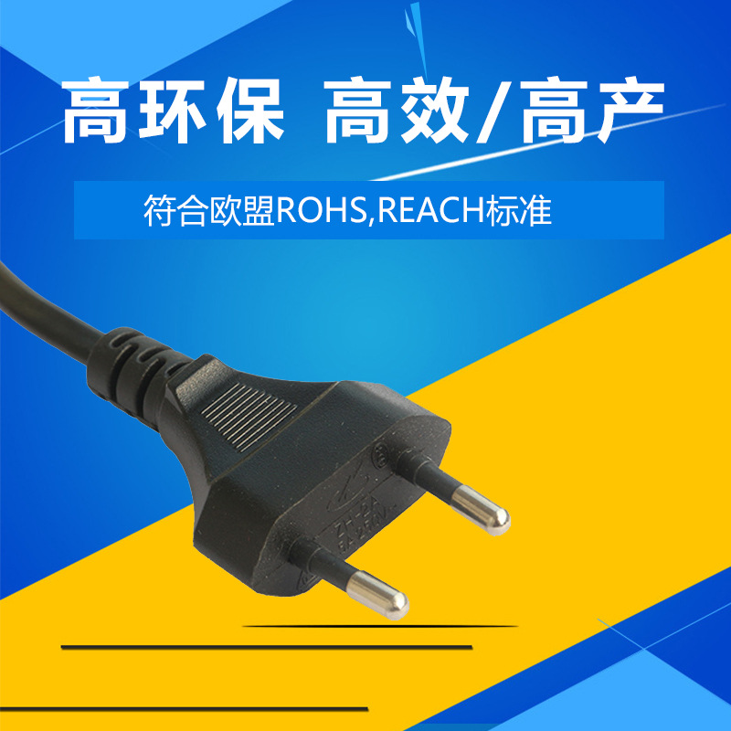 German VDE Swiss S+ certified two-plug C 2.5A250V European standard 2-core plug power cord ZH-2A