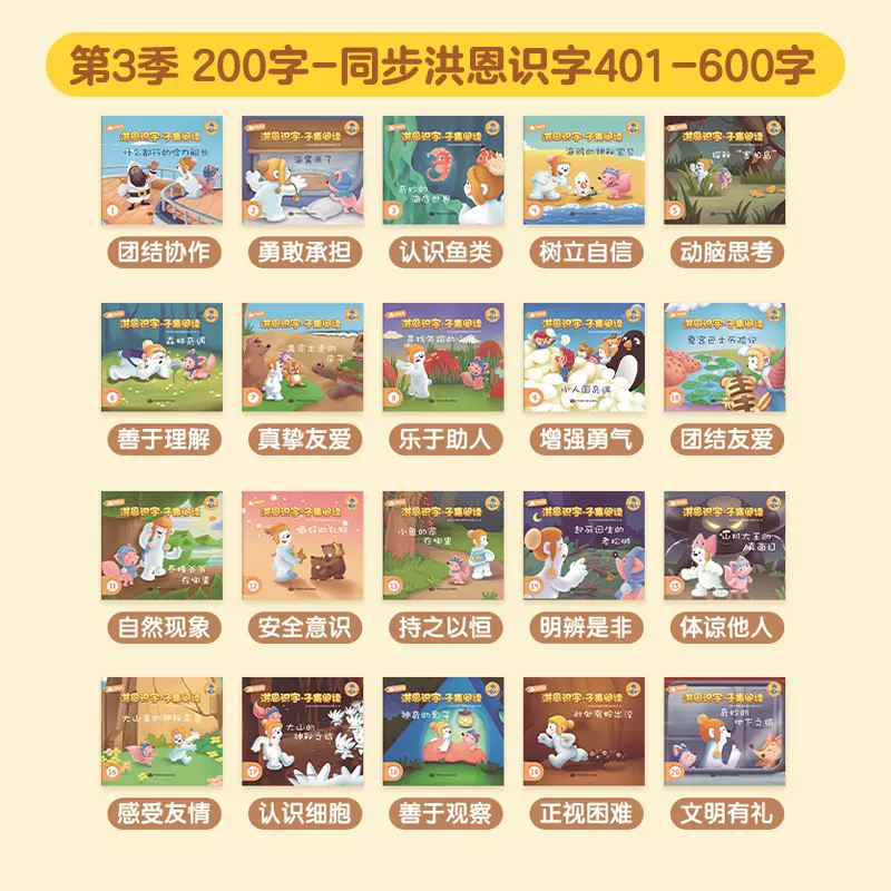 洪恩识字子集阅读配套绘本同步app永久1300字启蒙正品点读笔套装