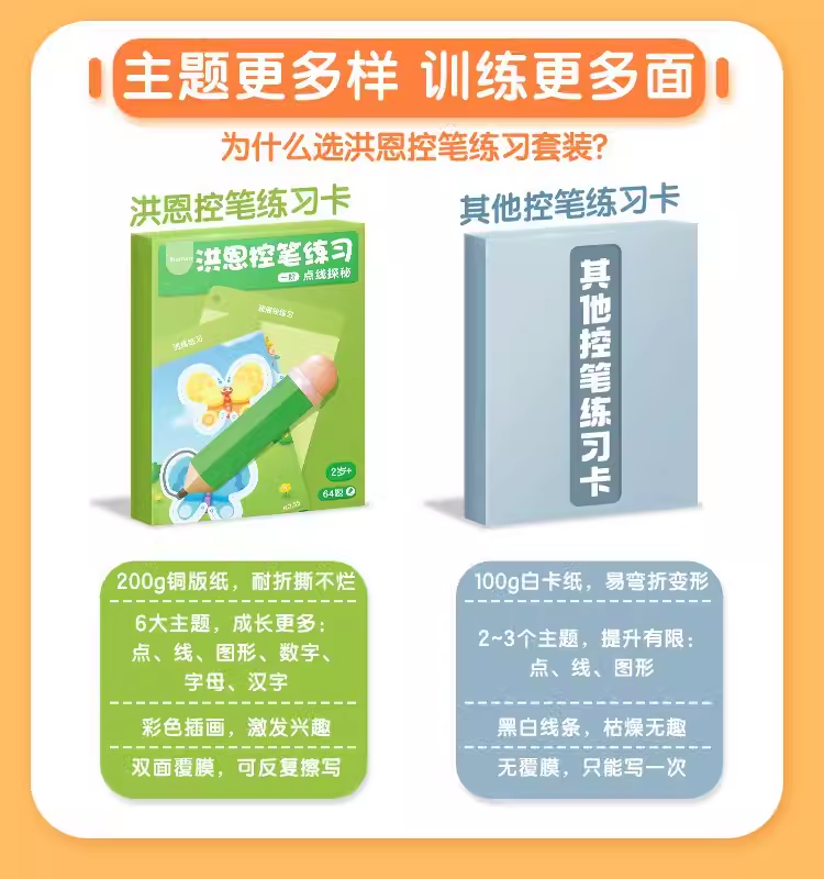洪恩识字控笔训练幼儿园儿童可擦笔控练习专注力入门思维益智玩具
