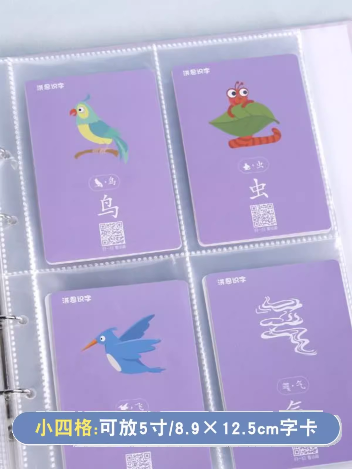 洪恩字卡收纳册5寸幼儿园识字片集册识字1300配套活页收藏夹3寸格