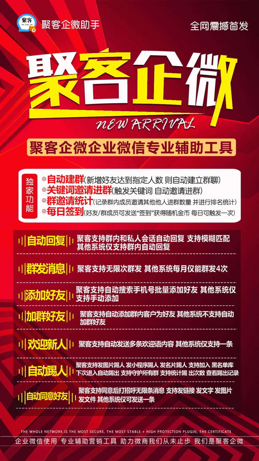 聚客企微助手【企业微信群管理群发手机号爆粉】/企业微信FZ营销工具/群管家