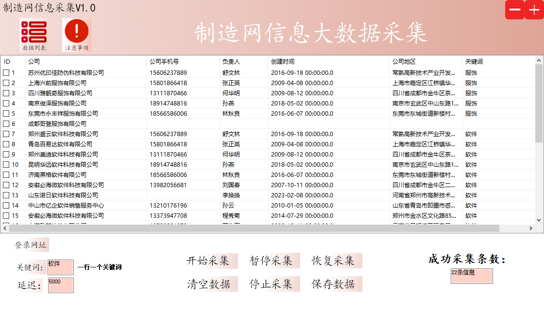 【正版软件包更新】中国制造网商家信息数据采集软件/实时采集/快速搜索/自动过