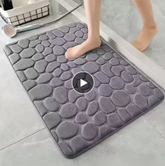 3D Non Slip Bathroom Mat Cobblestone Embossed Bath Mats Absorbent Doormat Carpet Door Floor Mats Machine Washable Quick Drying