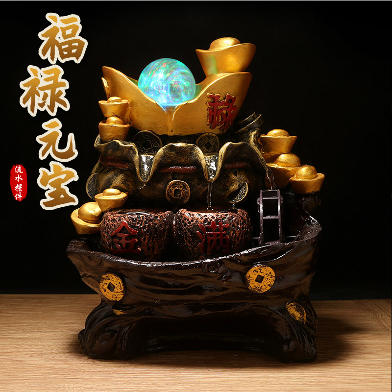 金盆满钵福禄一身元宝聚宝盆★风水轮吉祥福运家居流水摆件★吉祥礼品