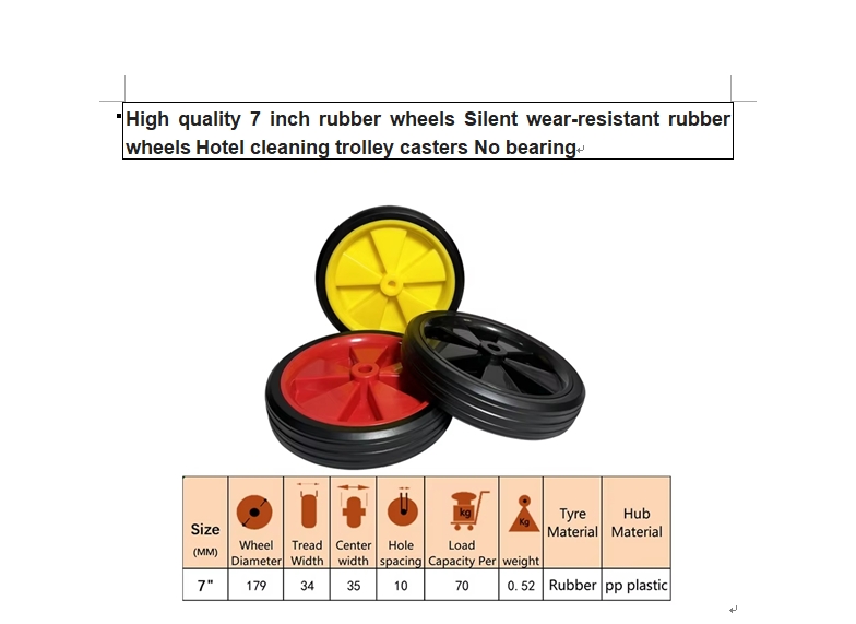 high quality 7inch rubbber wheels silent wear-resistant rubber wheels