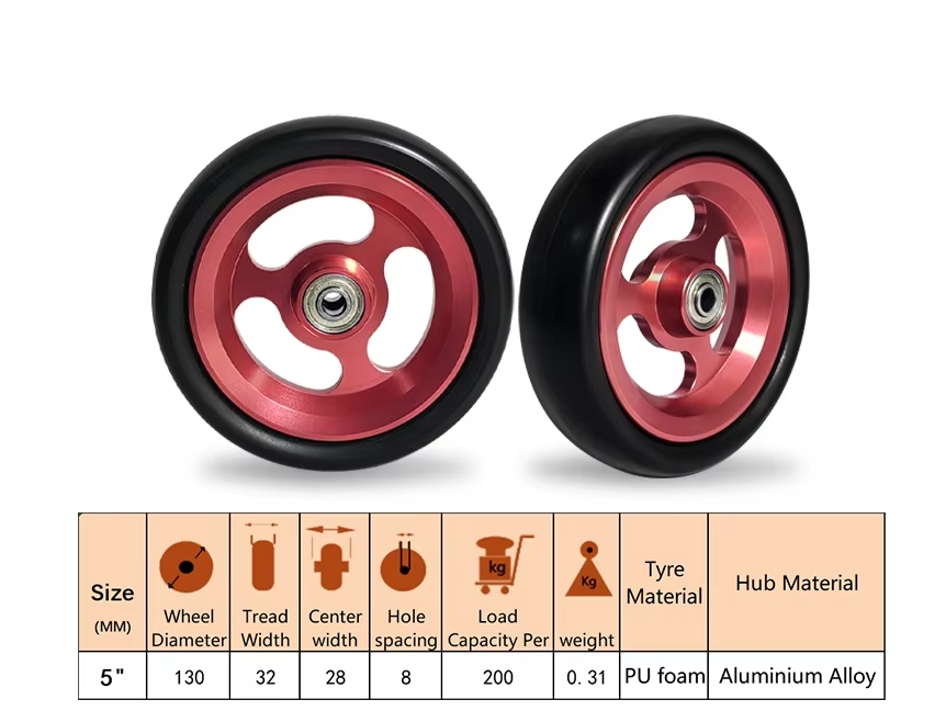 5inch rubber aluminum alloy wheel ,for wheelchair front wheel