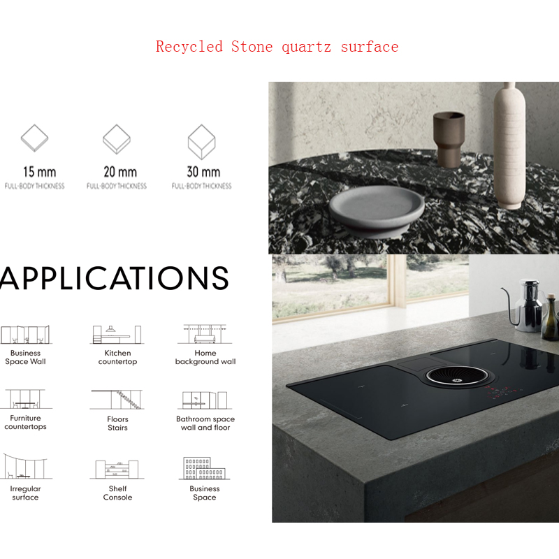 Recycled stone quartz surface