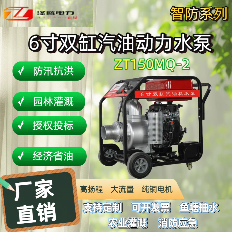 6寸双缸汽油动力水泵ZT150MQ-2