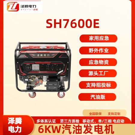 6KW汽油发电机SH7600E
