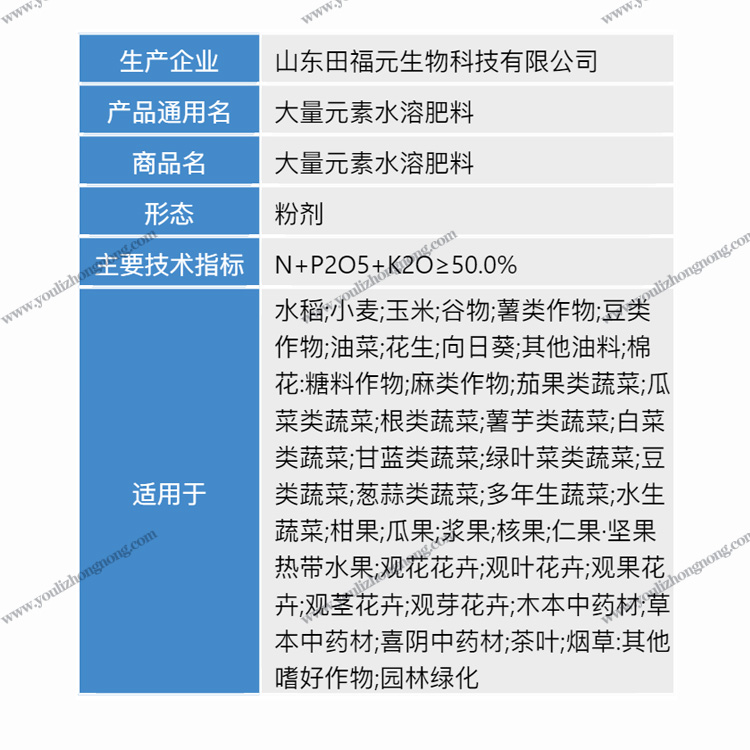 高氮型大量元素水溶肥料(30-10-10+TE)