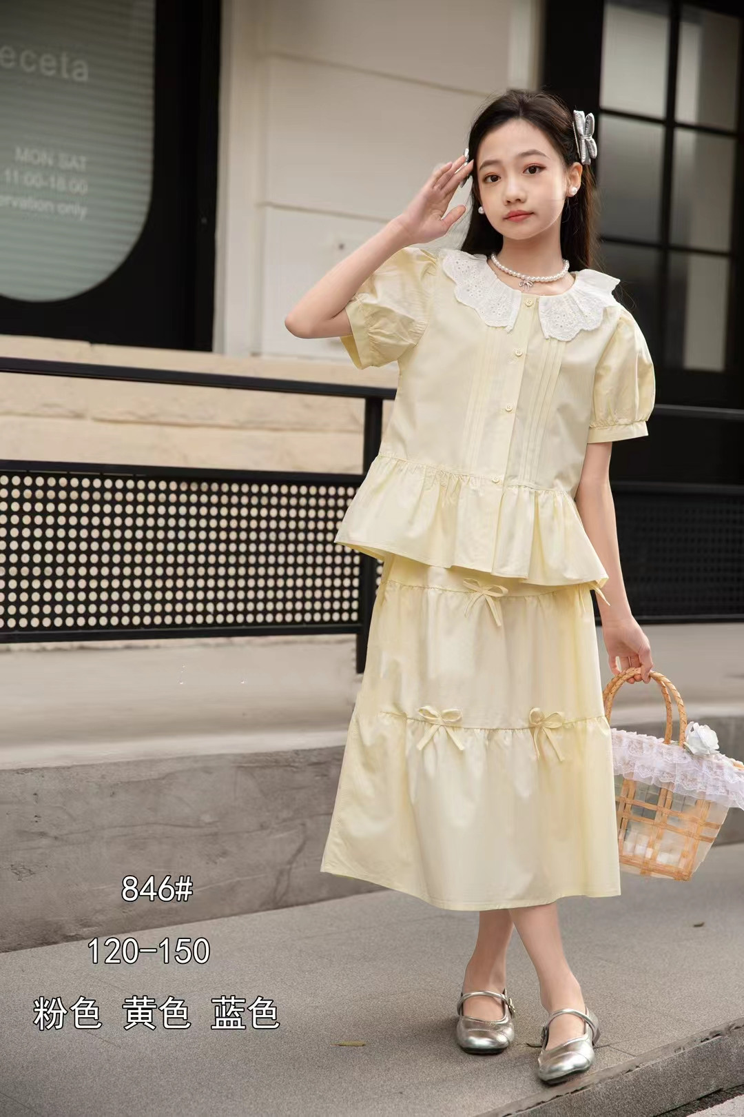 女童夏款裙套装120-160码