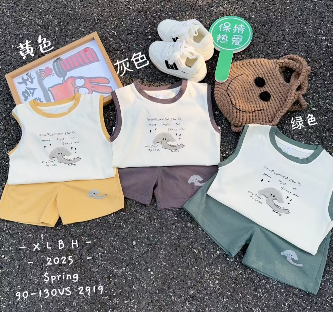 Pure Cotton Cartoon Children′s Vest and Shorts Suit 2 Pieces Baby Set