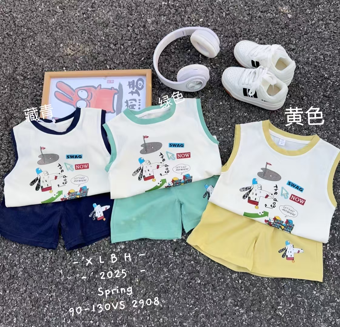 Pure Cotton Cartoon Children′s Vest and Shorts Suit 2 Pieces Baby Set