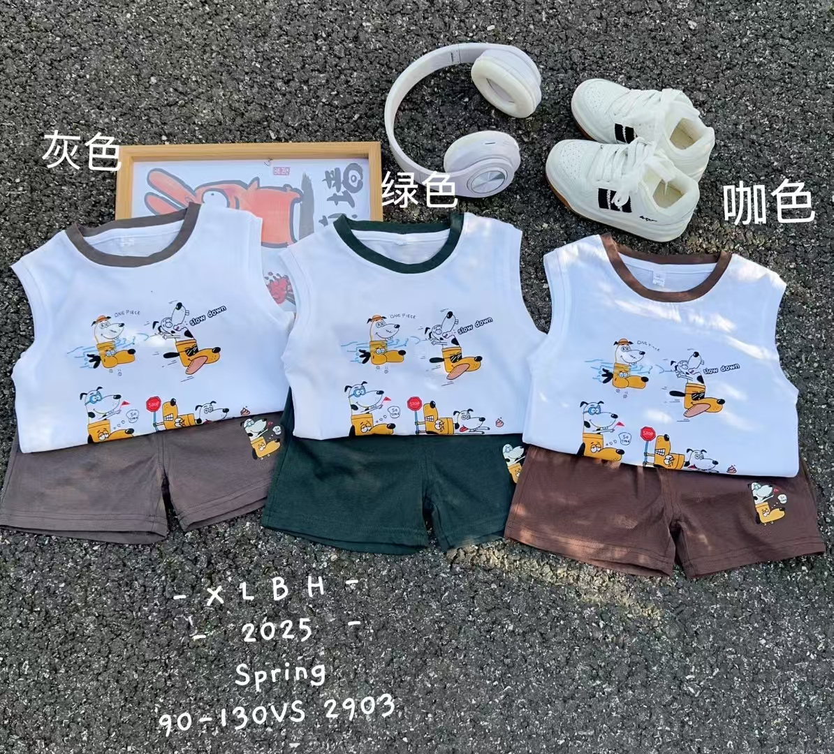Pure Cotton Cartoon Children′s Vest and Shorts Suit 2 Pieces Baby Set