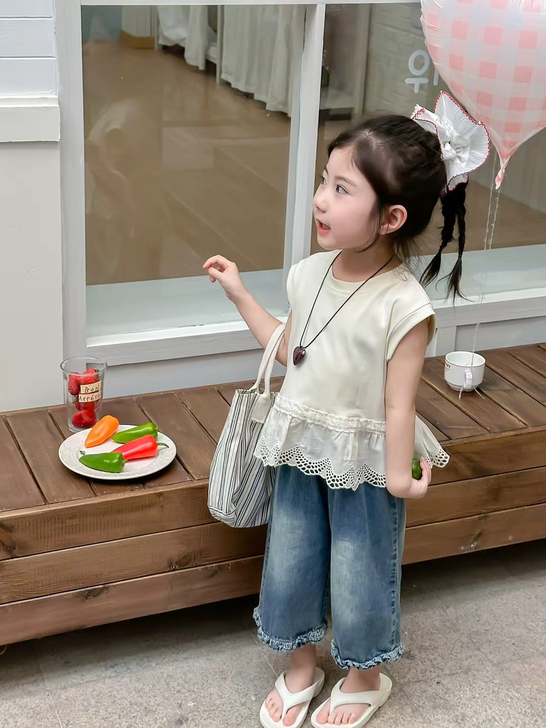 girl summer suits short shirt and pants