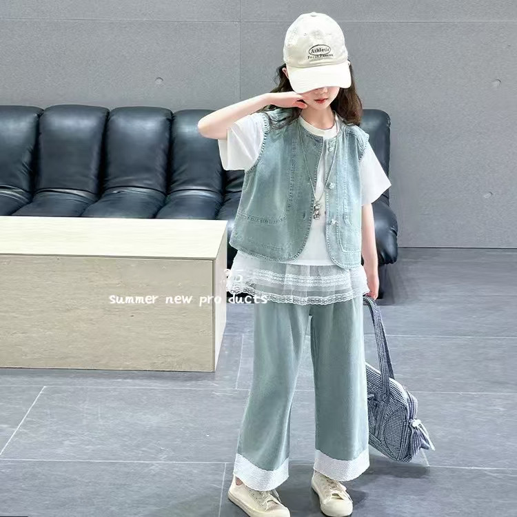 girl three piece suits Jeans Ensemble