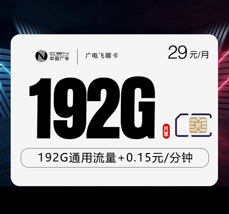 中国广电飞卿卡29元192G