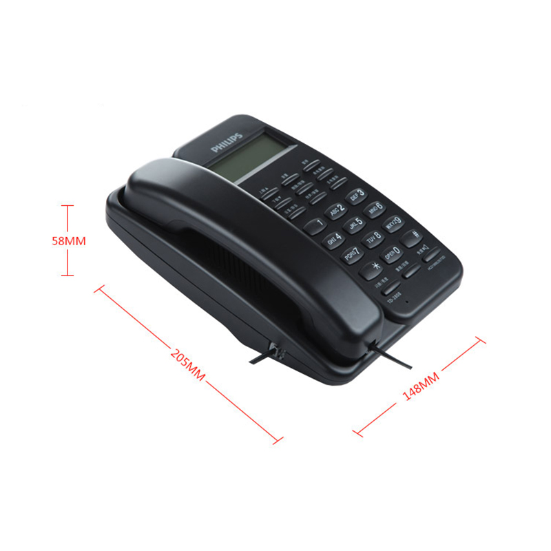 飞利浦来电显示电话机 TD-2808 免电池座机 家用有线固定办公商务 黑色