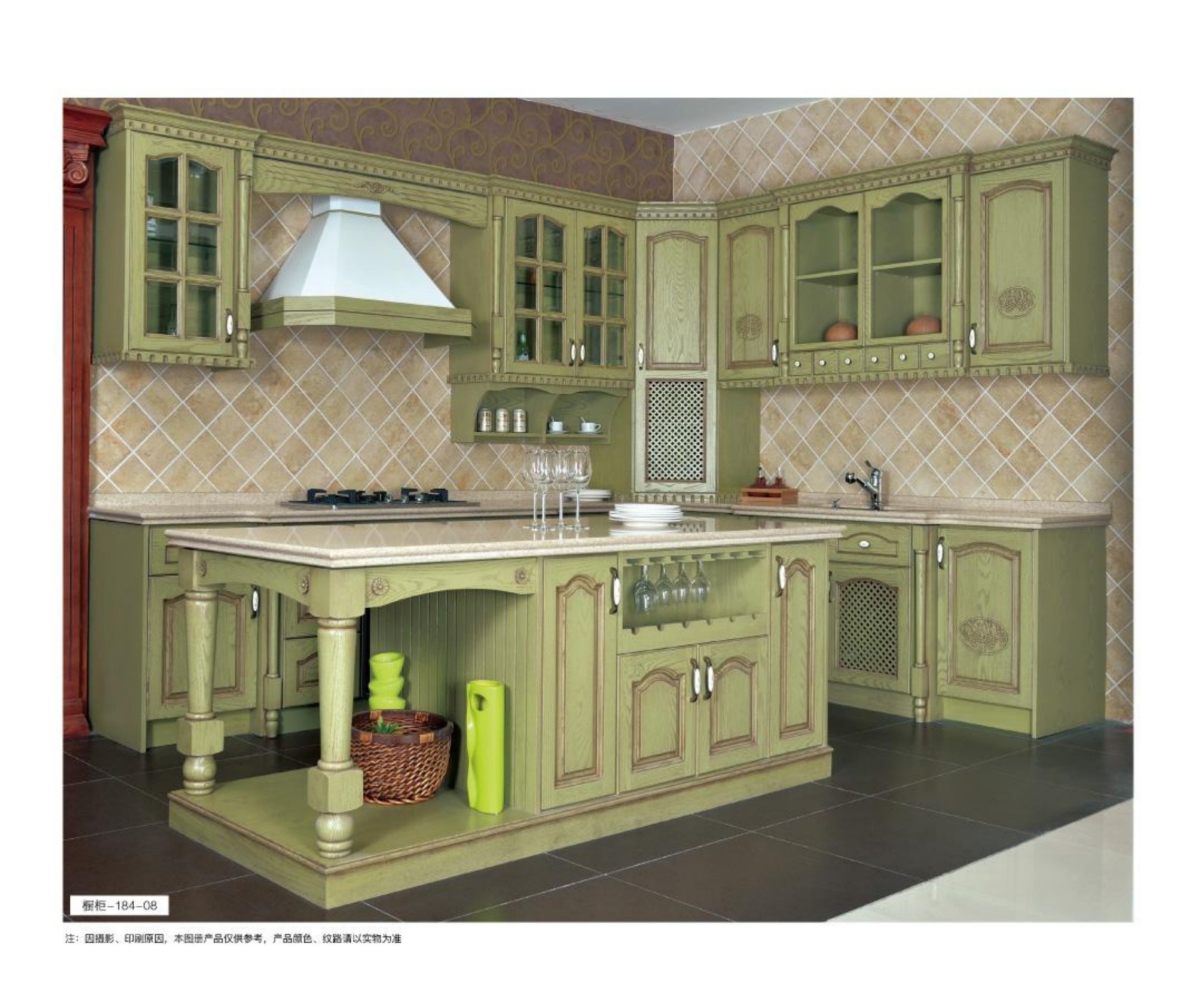 美国红橡实木欧式整体橱柜 定做开放式美式厨房装修厨柜 格兰伯爵全屋家具定制橱柜
