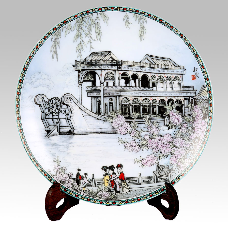 颐和园八景艺术彩盘 张松茂彩盘作品价格