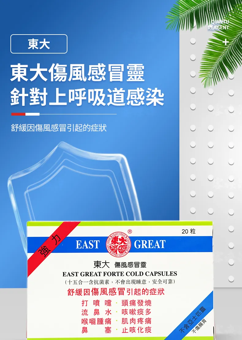 东大伤风感冒灵20粒 EAST GREAT FORTE COLD CAPs 20s