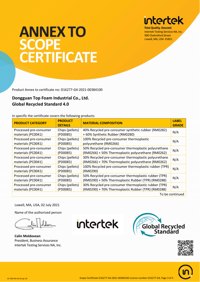 特谱峰证书-3-GRS Certificate - Dongguan Top Foam Industrial Co., Ltd(1)_3