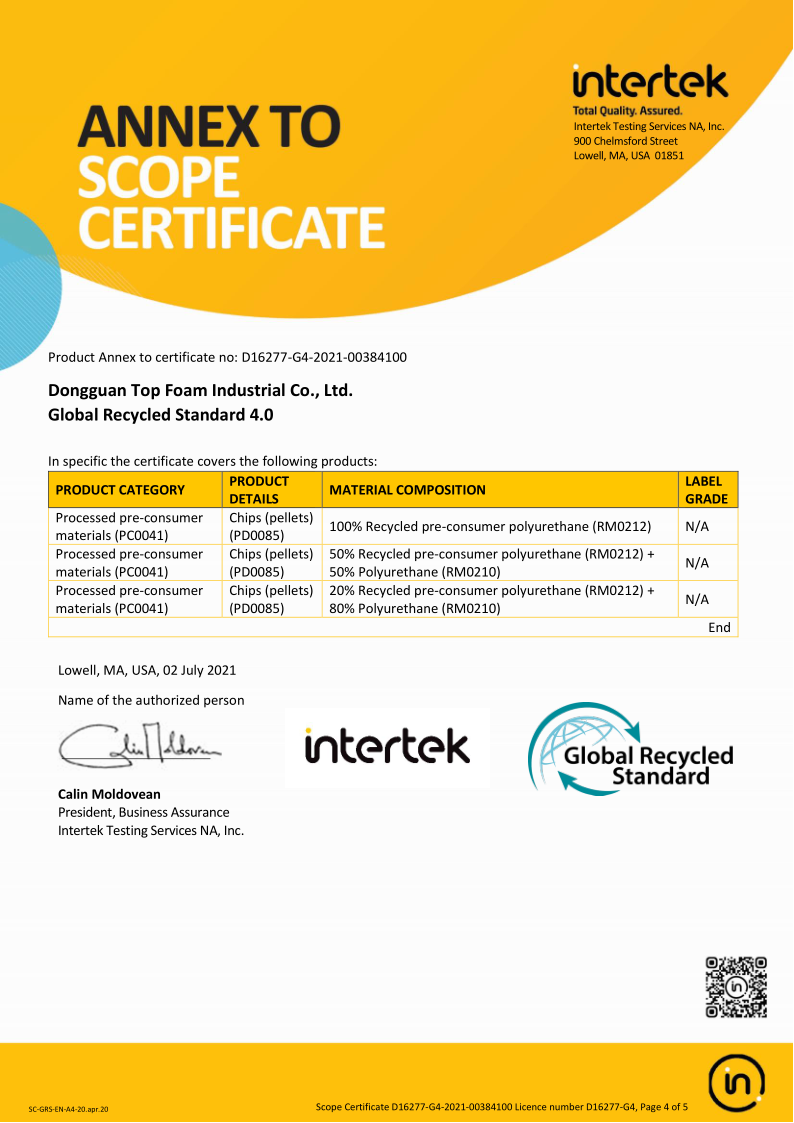 特谱峰证书-4-GRS Certificate - Dongguan Top Foam Industrial Co., Ltd(1)_4