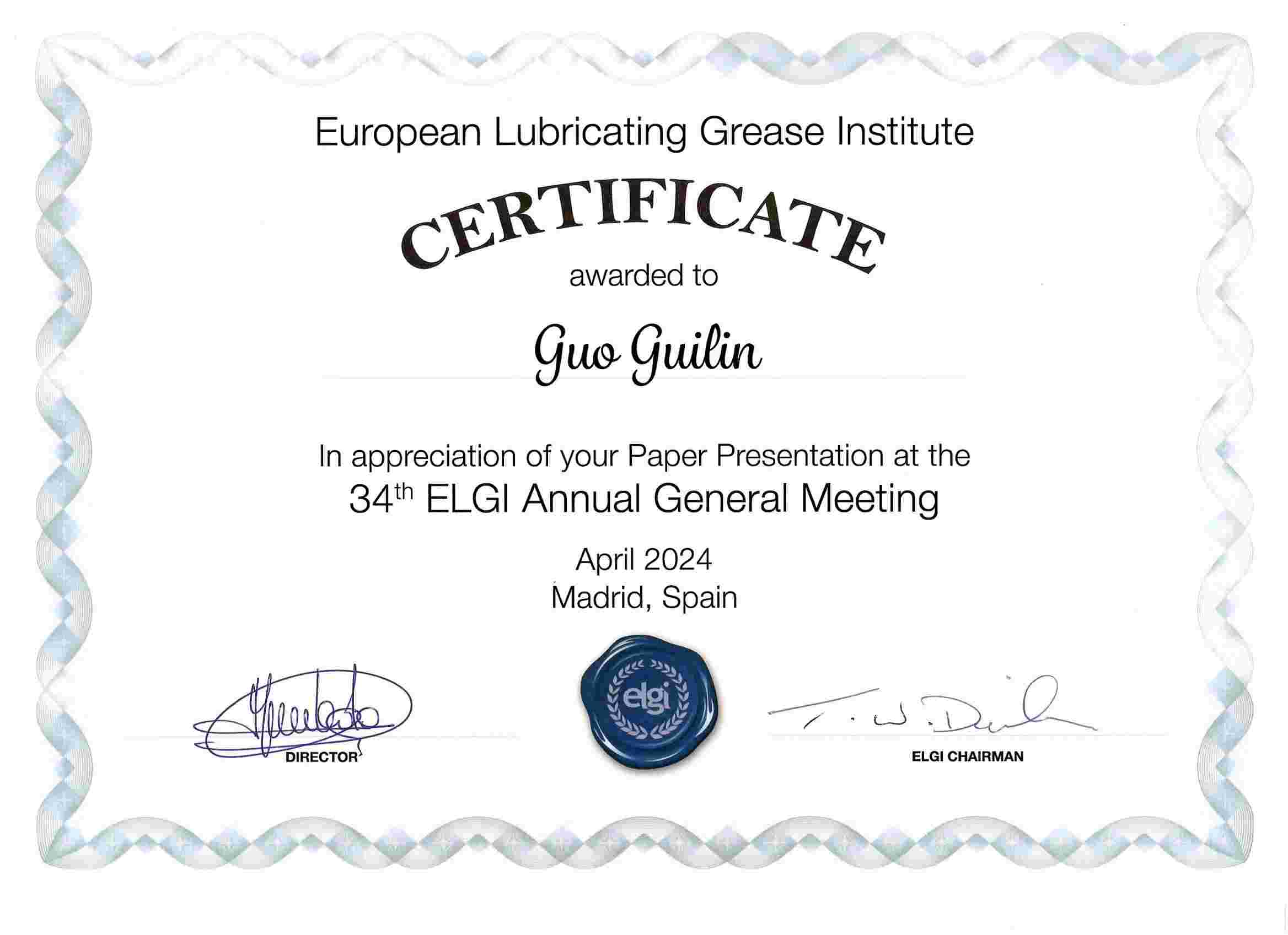 ELGI Certificate
