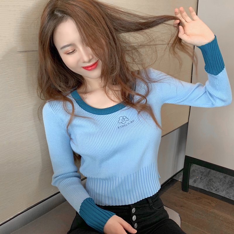 New round neck sweater, women's pullover irregular stripes