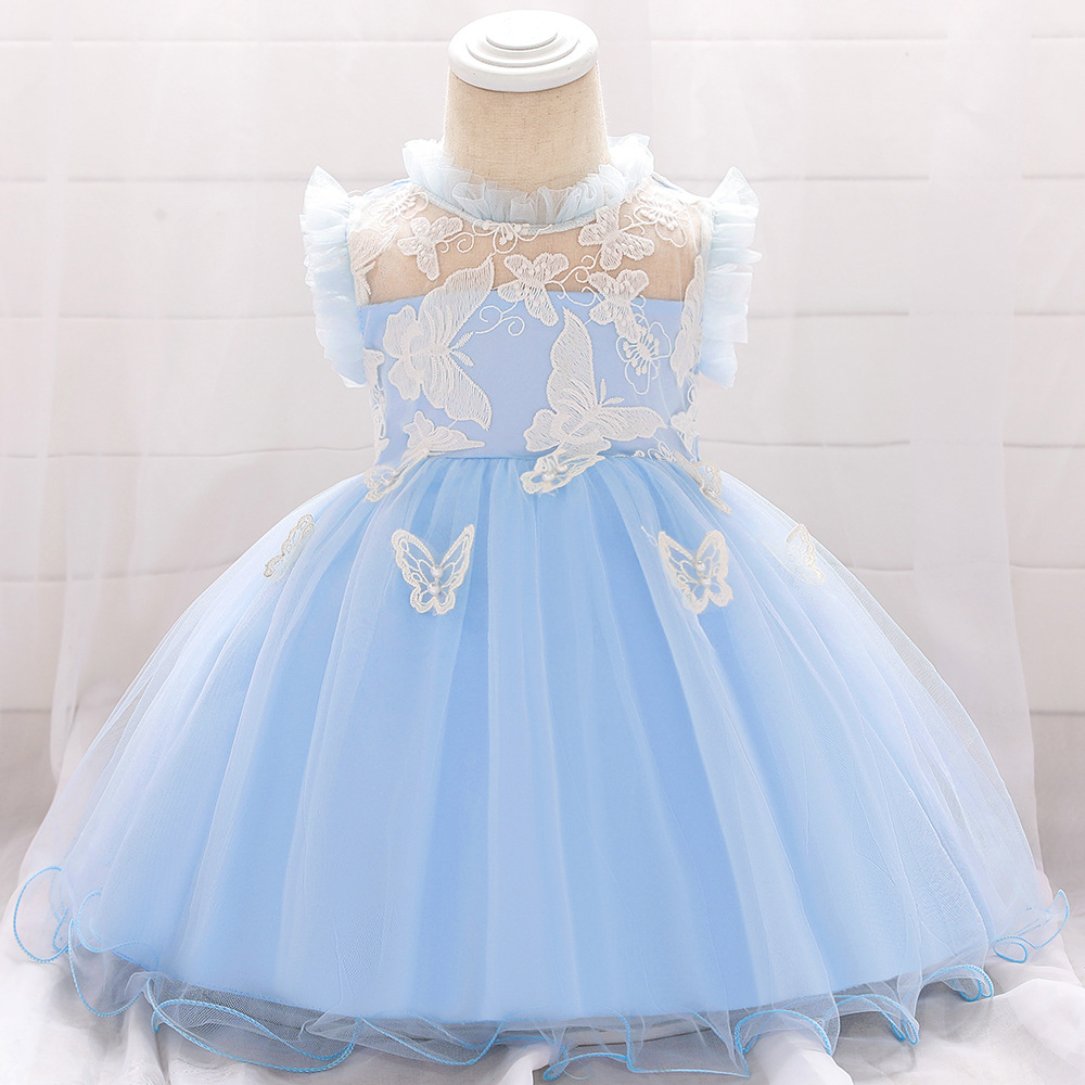 Baby full moon christening dress female baby 100th birthday mesh puffy princess dress children's photography clothes