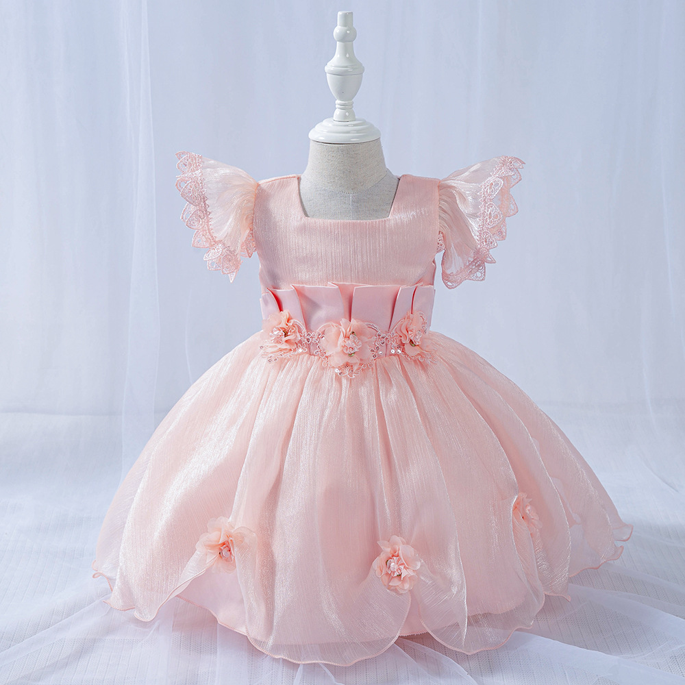 Girls 100th birthday princess dress baby catch week dress skirt children flower girl fluffy wedding dress
