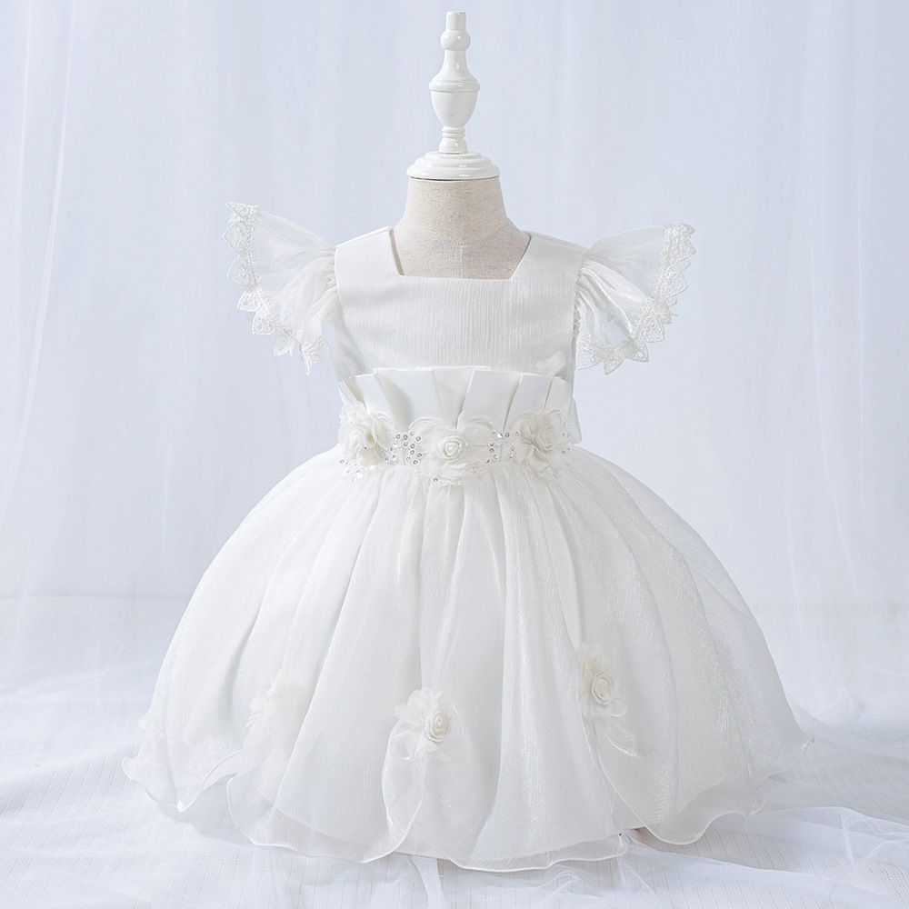 Girls 100th birthday princess dress baby catch week dress skirt children flower girl fluffy wedding dress