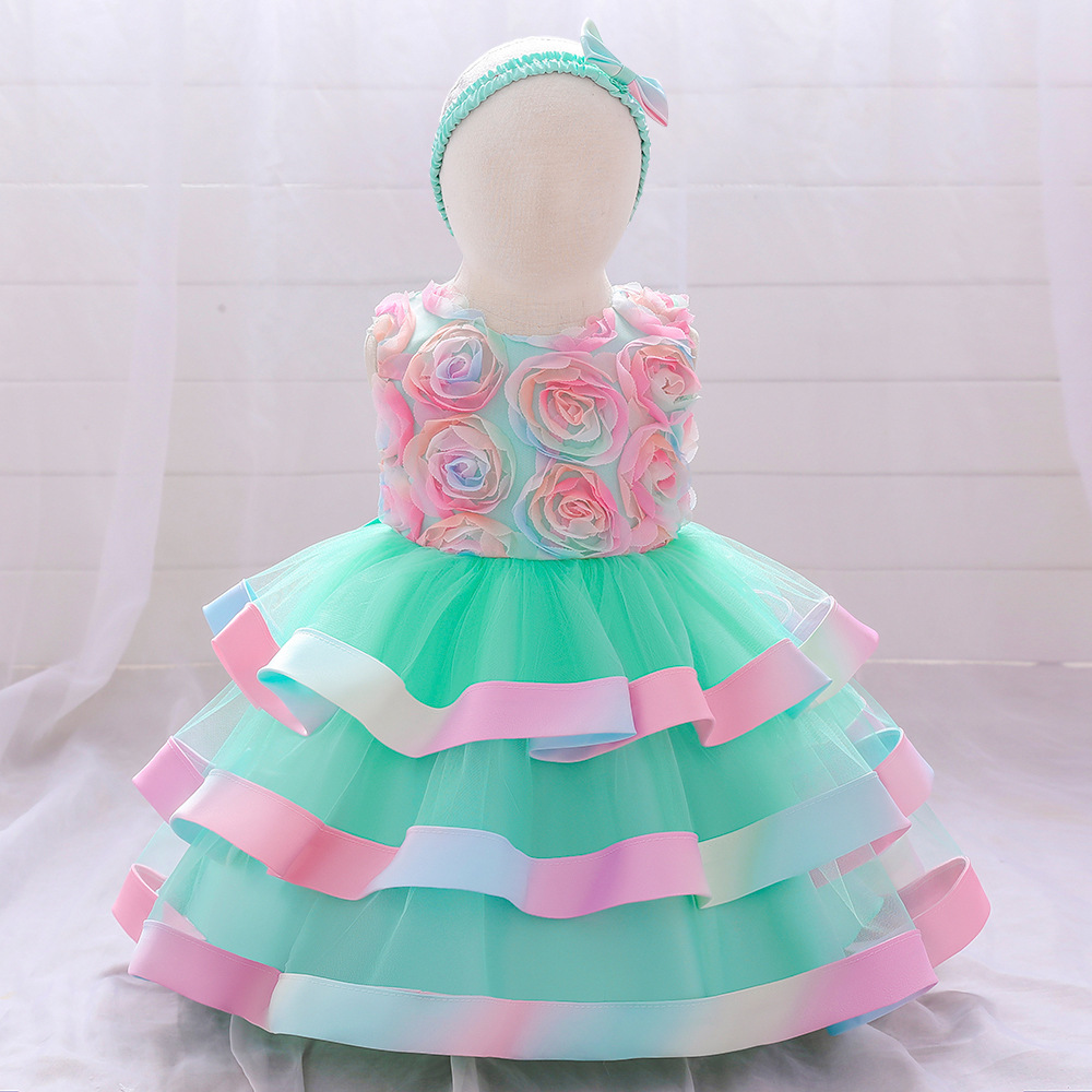 Children's princess dress girl net yarn tutu skirt western style little girl flower girl host catwalk show dress