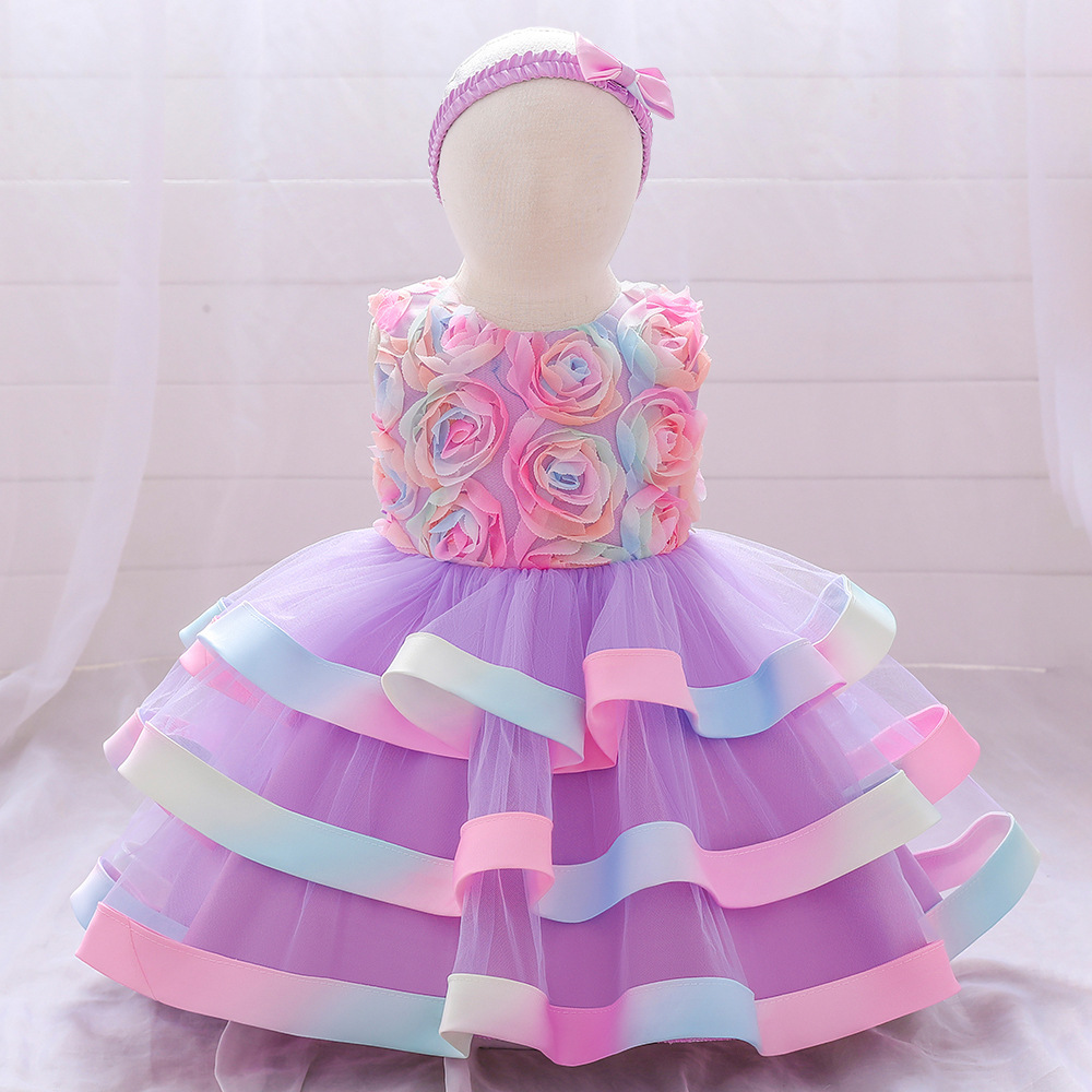 Children's princess dress girl net yarn tutu skirt western style little girl flower girl host catwalk show dress