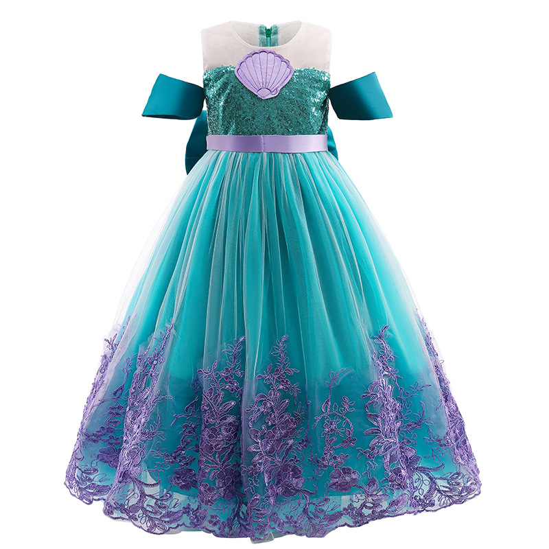 Children's Mermaid Princess Dress Girls Disney Ariel Princess Dress Little Girls Birthday Show Dress