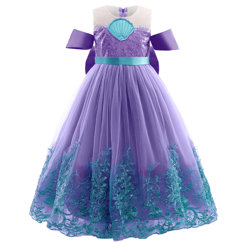 Children's Mermaid Princess Dress Girls Disney Ariel Princess Dress Little Girls Birthday Show Dress