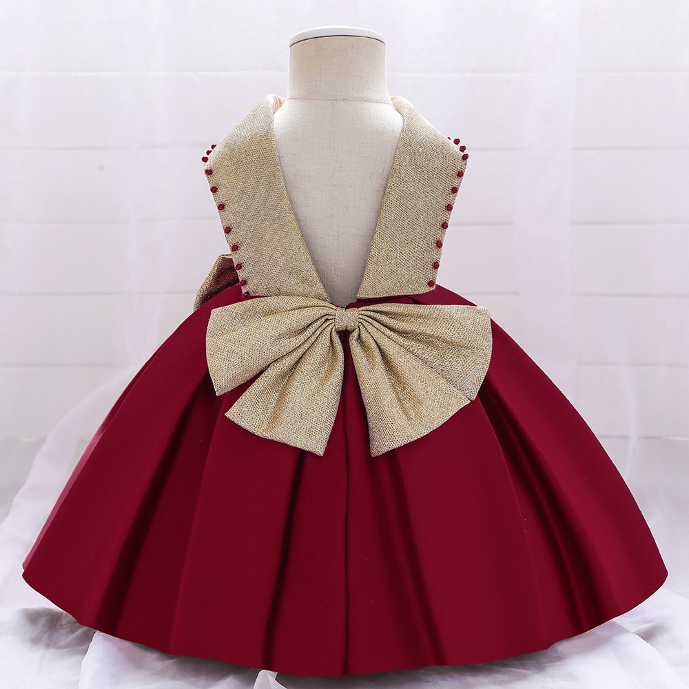 Children's red dress skirt infant baby 100th birthday show princess skirt girl puffy dress