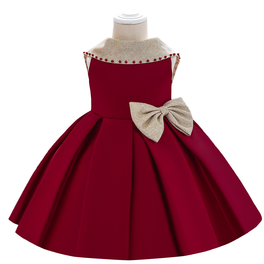 Children's red dress skirt infant baby 100th birthday show princess skirt girl puffy dress