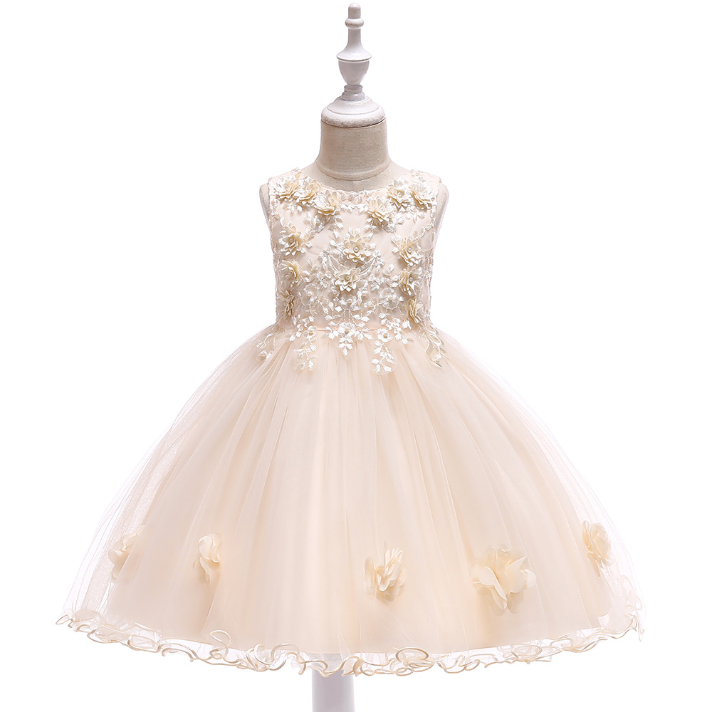 Children's dresses in big children's catwalk host festival costumes little girls dress girls fluffy princess dress