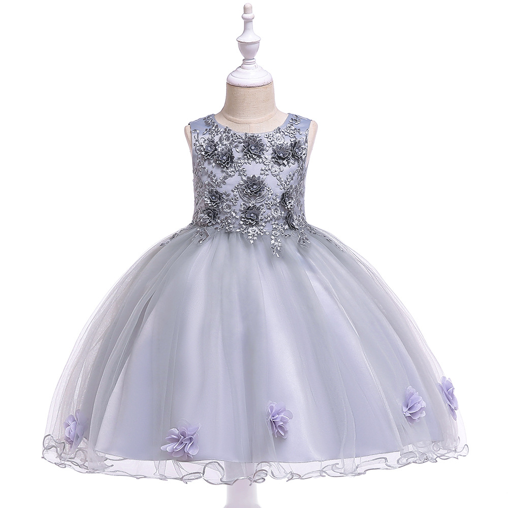 Children's dresses in big children's catwalk host festival costumes little girls dress girls fluffy princess dress