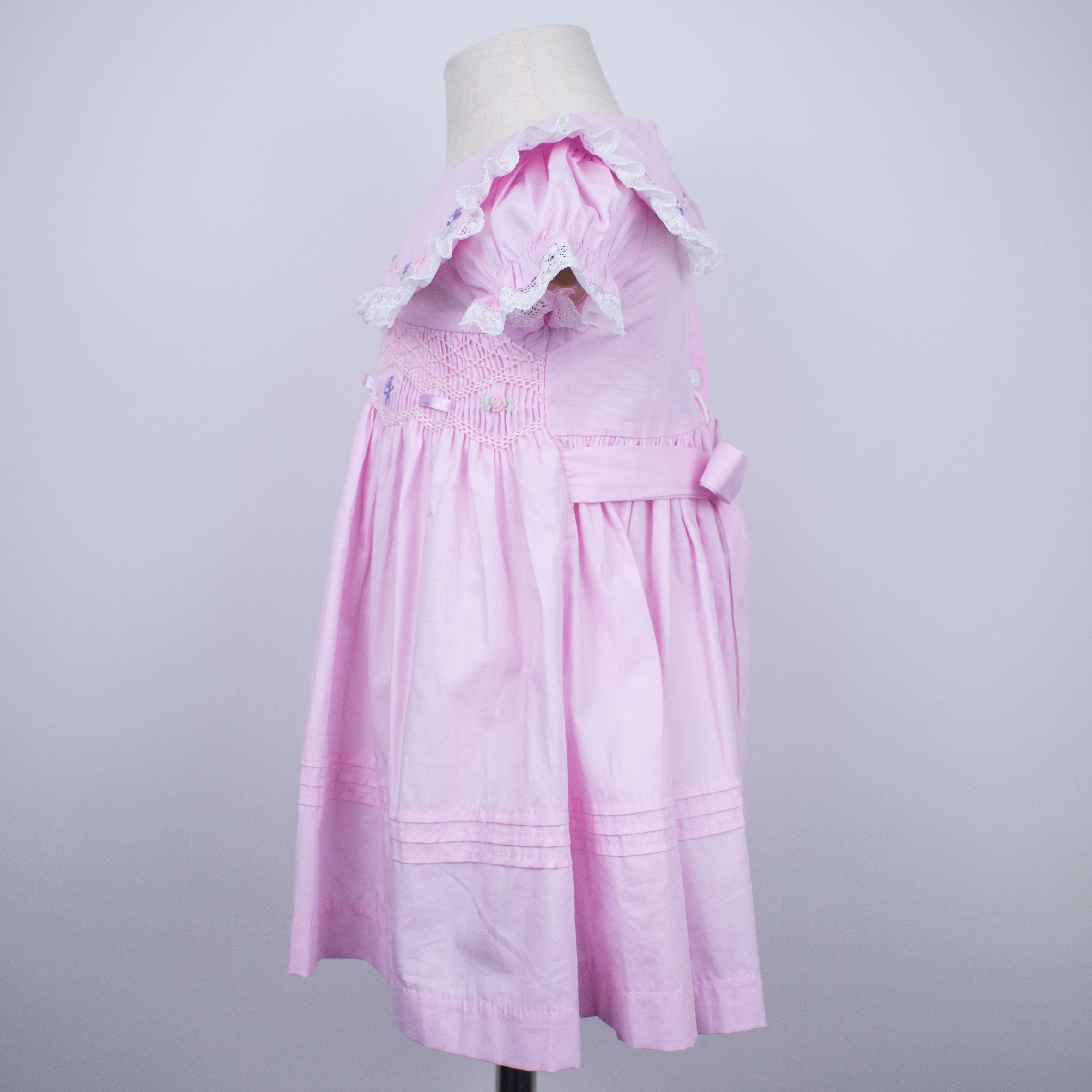 baby smocking hand smocked girls dress wholesale 2022 new pink hand embroidery summer round neck short sleeve heavy embroidery