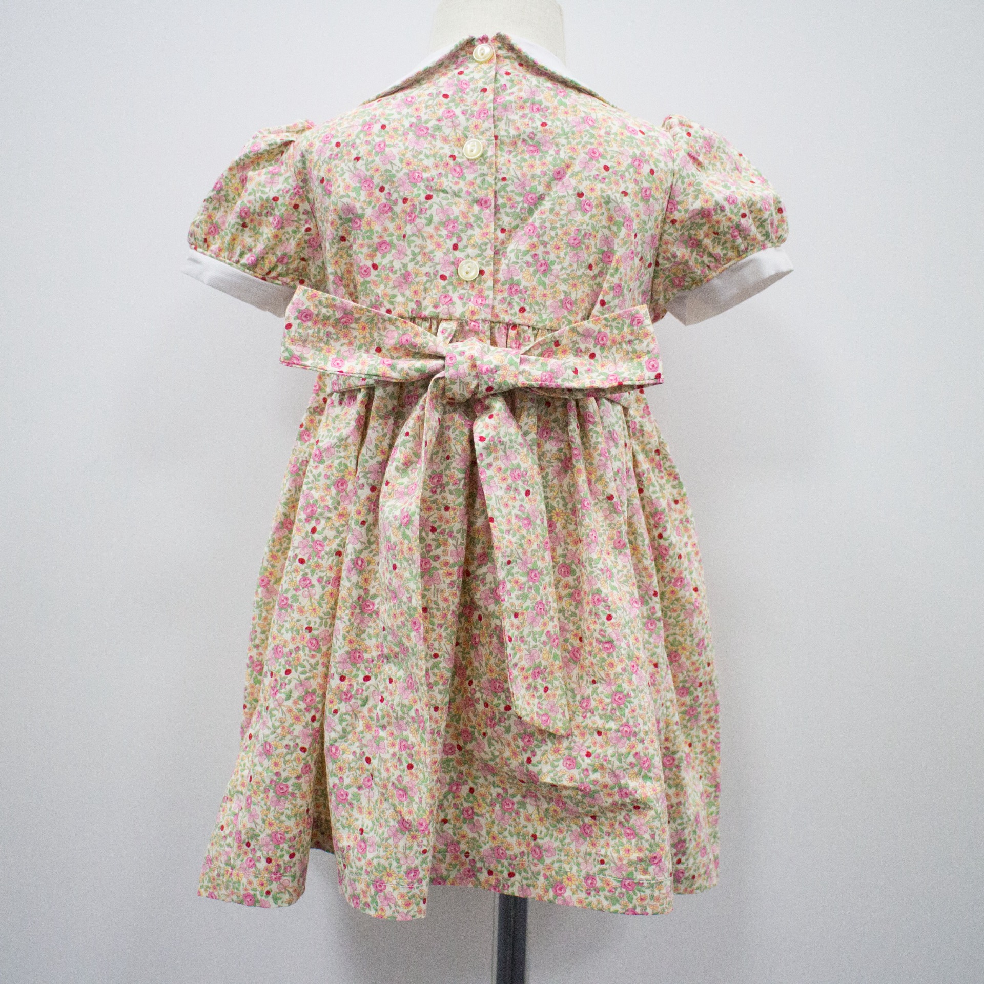 kids wholesale smocked clothing smock top smocking dress for girls Lapels short sleeves digital print princess dresses