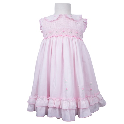 smocking girls dress wholesale smocked children 2022 new pink hand-beaded embroidery summer dress Charlotte Iron Princess party