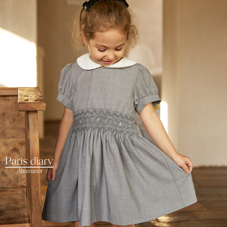 French children's clothing Paris diary series handmade smocking dress skirt temperament children's birthday party dress