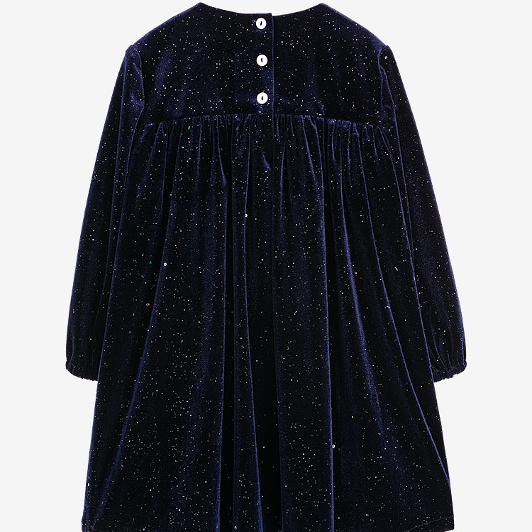 Spring and autumn hot selling dress skirt shiny velvet girls clothing coat smocking nail drill long sleeve princess baby dress
